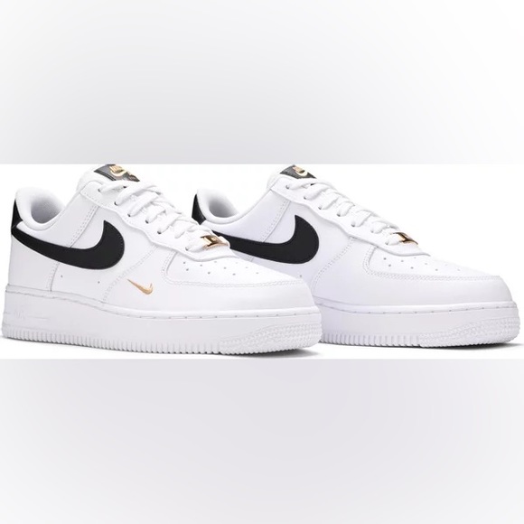 Nike Shoes - NIKE Air Force 1 white with black and gold details